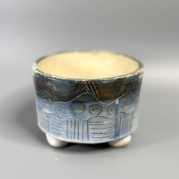 Blue carved Planter